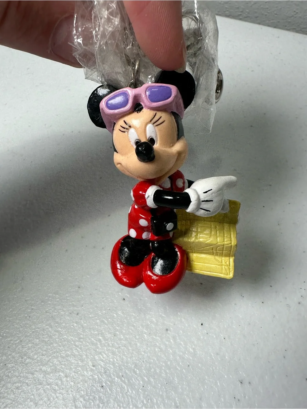 Disney Minnie Mouse Red and Pink Bag Charm Keychain with Yellow Gift Accent